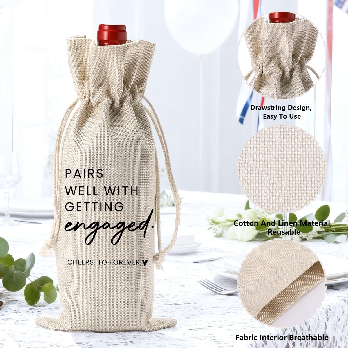 Engagement Gifts for Couples Her Engagement Party Decorations Gift for Couple Wine Bag Scented Candles Set Pairs Well with Getting Engaged Gifts Wine Bottle Bag Smell Like You're Engaged