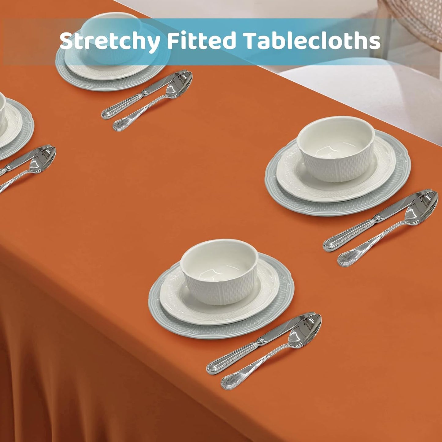 Table Skirts for 8ft Rectangle Tables - 1PCS Light Brown Table Covers for 8 Foot Tables, Wrinkle Resistant Ruffles Elastic Table Cloths and Table Skirt for Banquets/Weddings/Parties/Birthday
