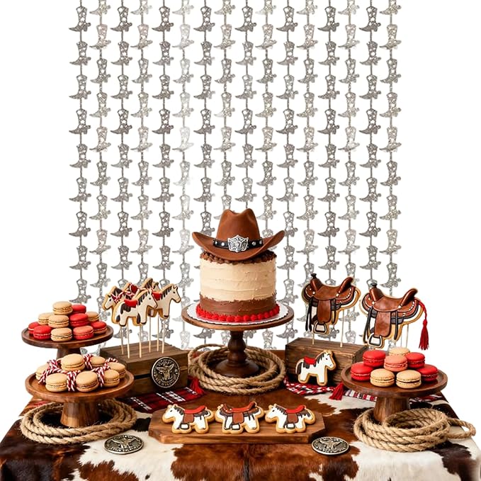 Boots Party Decorations - 2 Packs Cowgirl Themed Photo Booth Prop (3.3x6.6 ft)