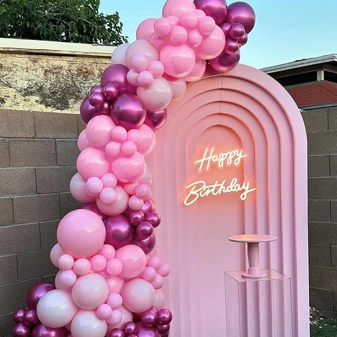 Kelfara Pink Balloons Metallic Hot Pink Balloons 60PCS 12inch Light Pink Dark Magenta Pink Latex Balloons for Grils Birthday Princess Baby Shower Wedding Party Supplies Decoration