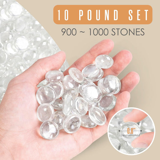 Houseables Glass Beads for Vases, Marbles for Vases, Glass Marbles, Vase Filler, Clear Beads, Flat Marble, Clear Gems, Crafts, Pebbles, Stones, Decorative Rocks, Plants, Florist, Floral, 10 LB, 1000PC