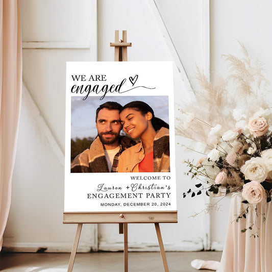 Minimalist Engagement Party Welcome Sign - We Are Engaged Photo Sign, Modern Printable