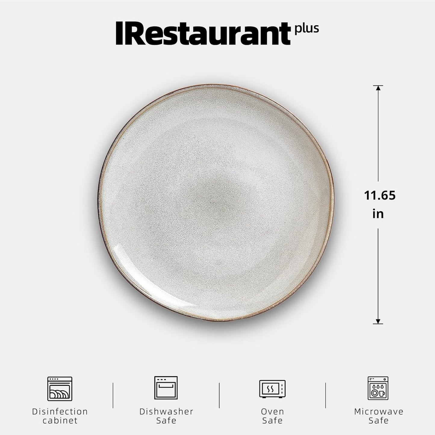 Organic Shape Restaurant Dinner Plates 11.65 ", Commerical Grade Catering Stoneware Plates in Ir-regular Organic Shape, Chip & Scratch Resistant, Glossy Reactive Glaze Grey, Case of 12
