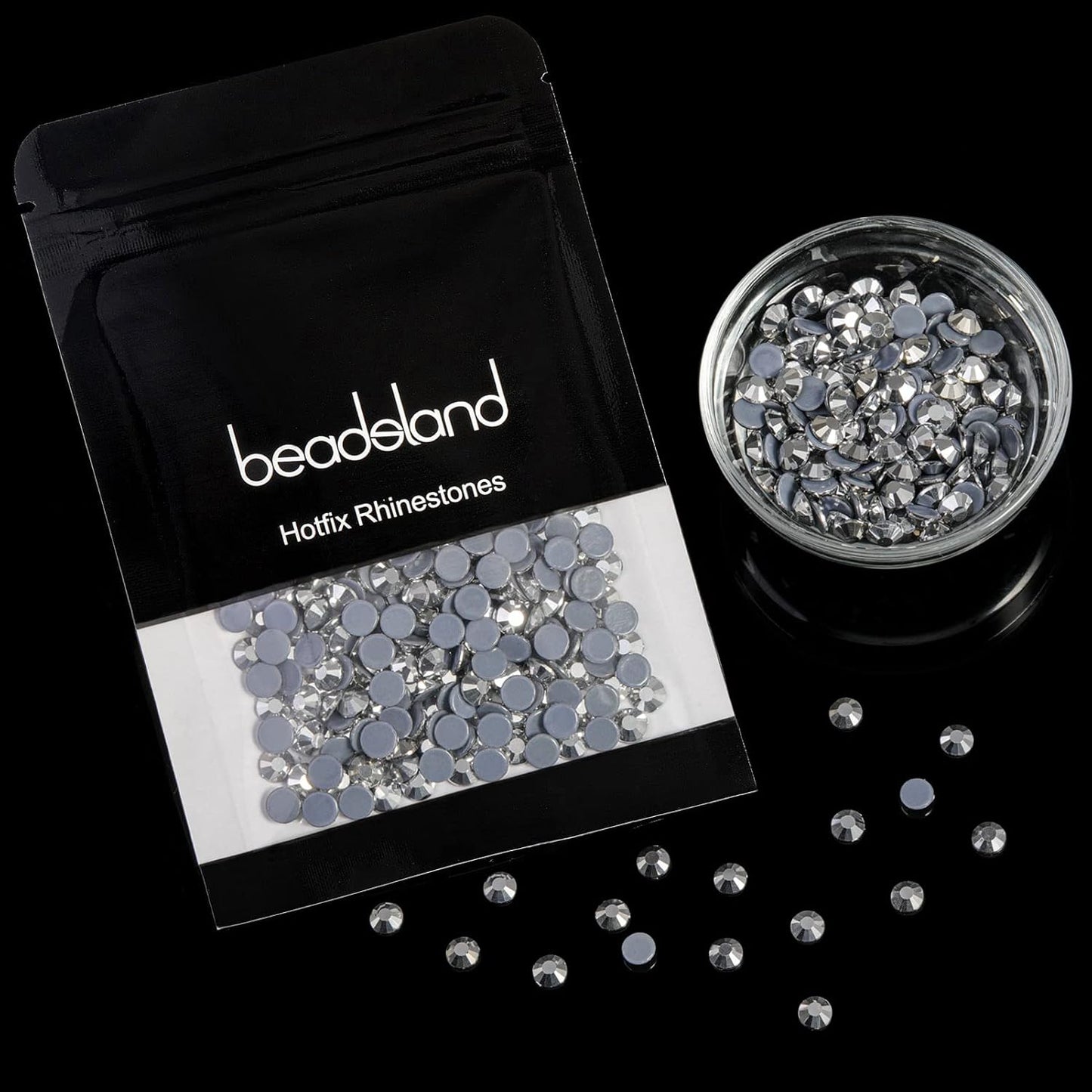 Beadsland Hotfix Rhinestones, 1440pcs Flatback Crystal Rhinestones for Crafts Clothes DIY Decoration,Silver Hematite, SS16, 3.8-4.0mm