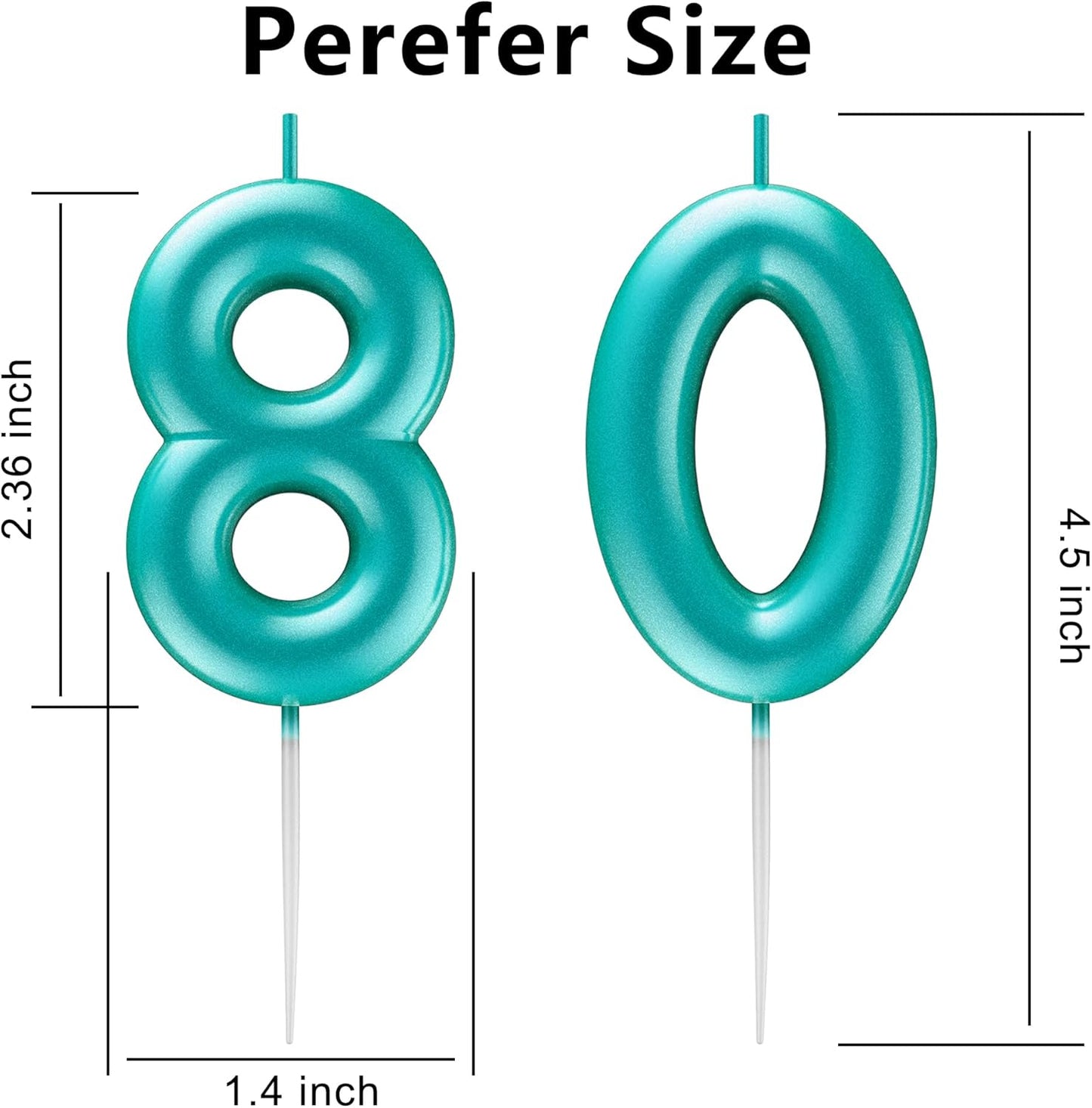 Blue Number 80 Candle Happy Birthday 3D Number Candles for Birthday Cake Party Decoration Wedding Anniversary Celebration Supplies
