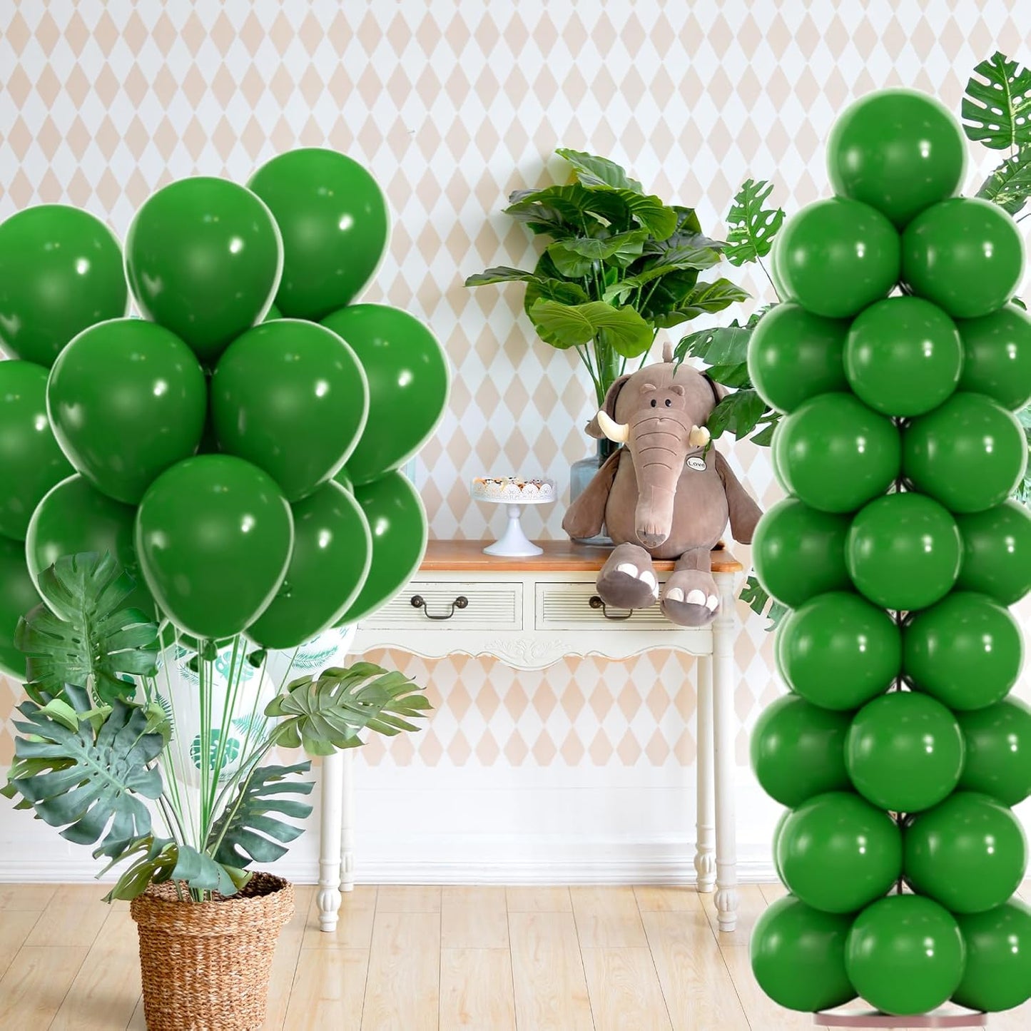 50pcs Dark Green Balloons, 12inch Matte Emerald Hunter Forest Green Balloons for Birthday Christmas Graduation Dinosaur Jungle Theme Party Decorations (With Ribbon & Glues)