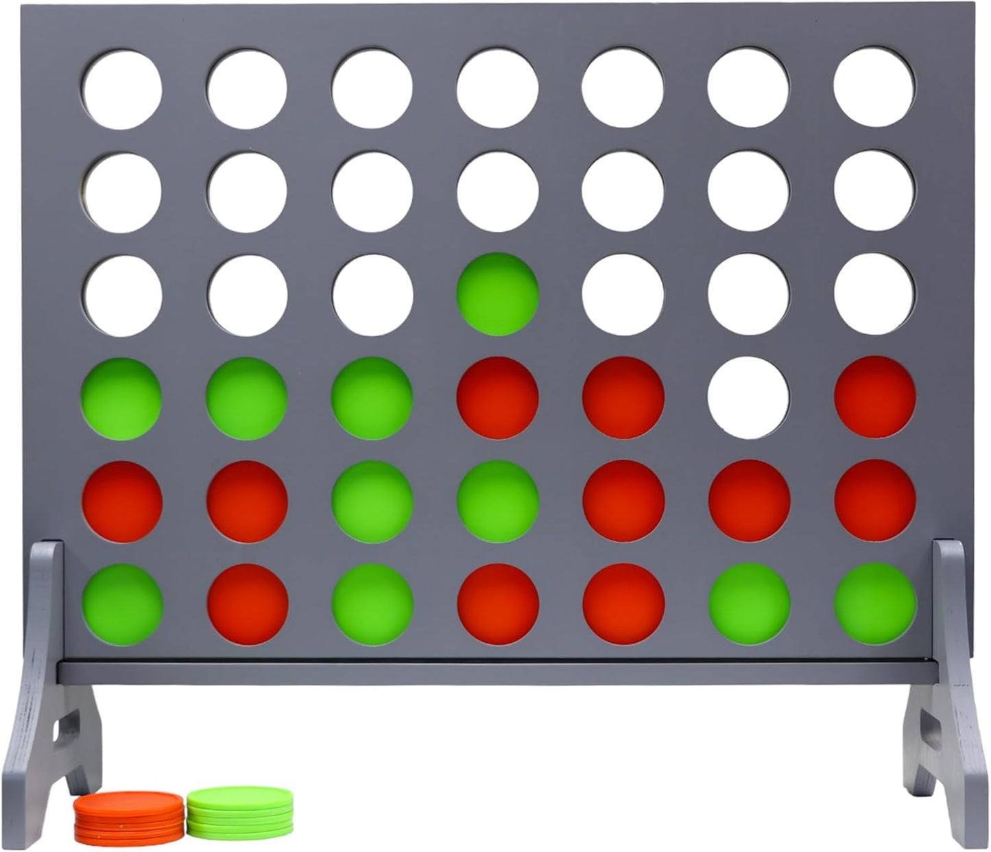 Tailgating Pros Premium Grey Giant Four in a Row with Carrying Case - Jumbo Oversized Outdoor Yard Game - Connect Multiple Pucks in a Row to Win - Many Puck Colors Available!