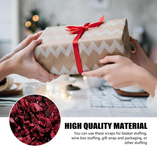 ZEBMOON 1 LB Dark Red Crinkle Cut Paper Shred Filler Great for Gift Wrapping, Basket Filling, Birthday, Wedding, Halloween, Thanksgiving, Christmas Day, New Year Party Decorations Filling Supplies
