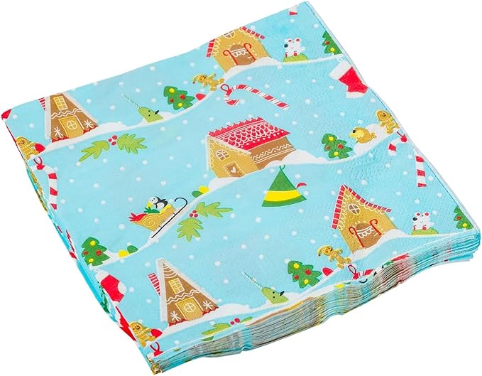 Silver Buffalo Elf Buddy the Elf Fa La La Santa Snow Christmas 32 Pack Partyware Disposable Paper Plates and Napkins