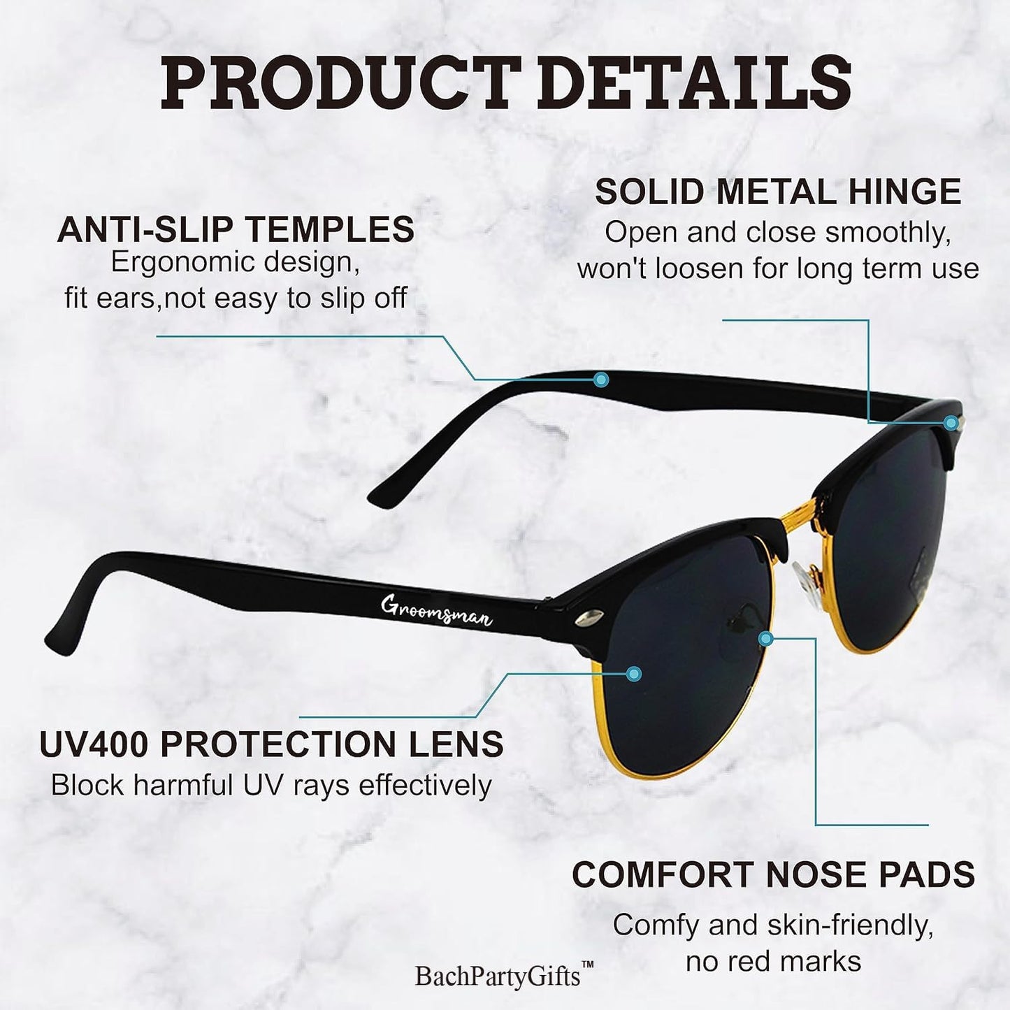 8 Pack Groomsmen Sunglasses for Men - Wedding Sunglasses Set for Groomsman Proposal Gifts, Bachelor Party Favors