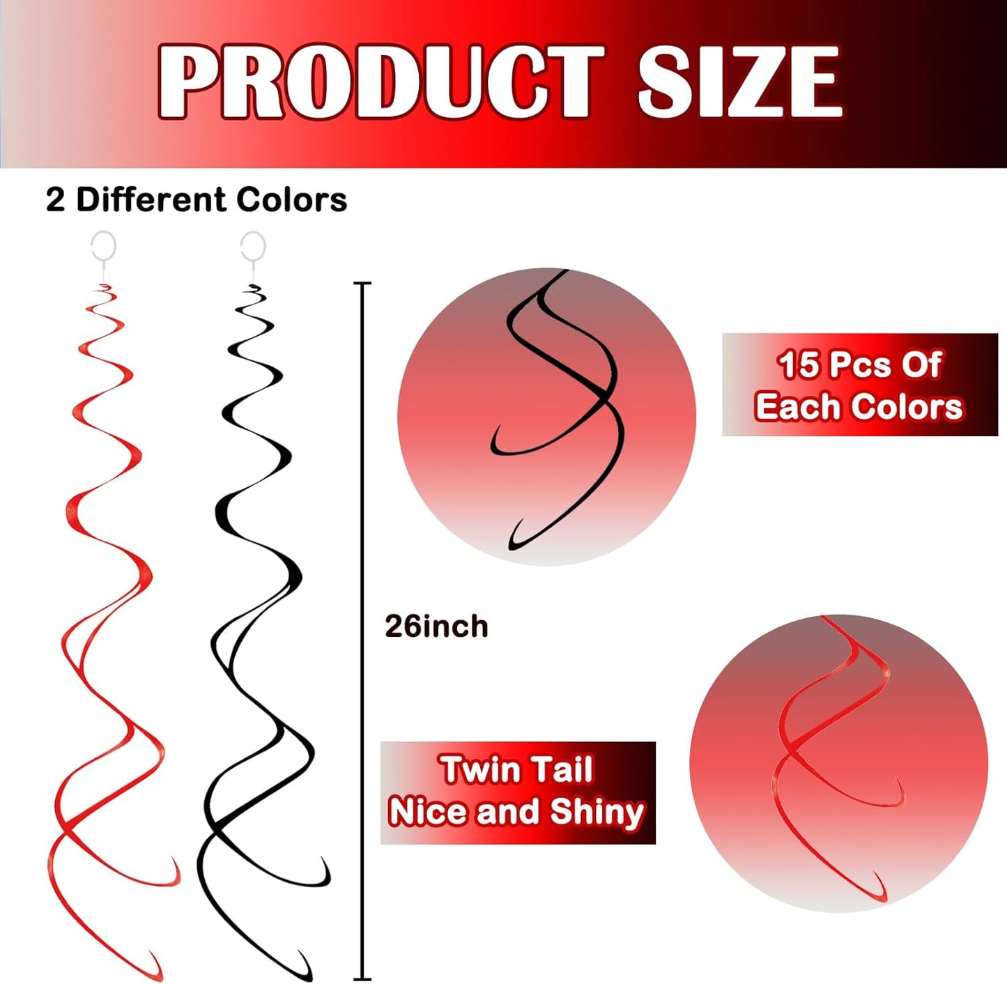 Hanging Swirl Decorations Black and Red Swirl Decoration 30pc Foil Swirl Spiral Decoration 24"