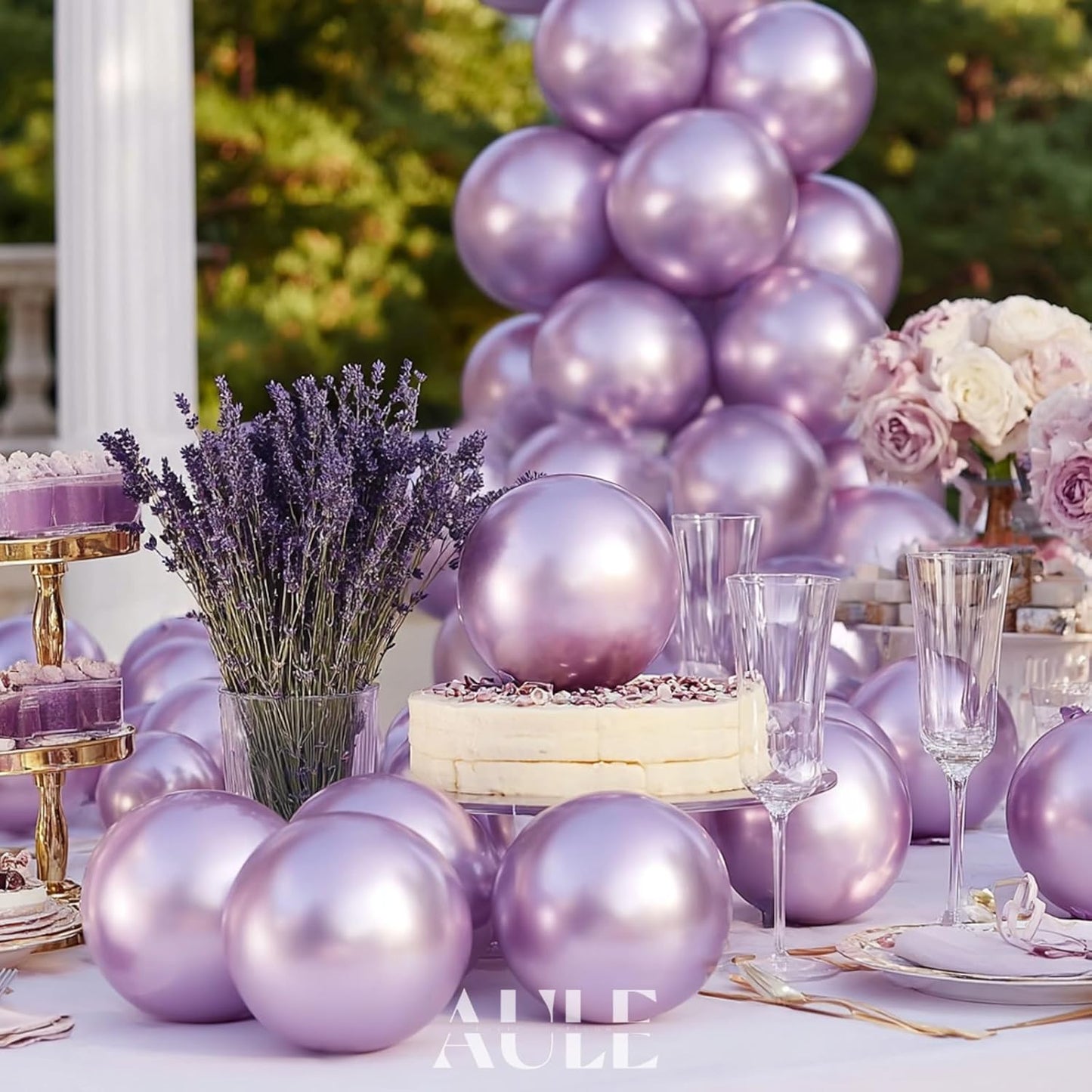 AULE Metallic Light Purple Balloons 5 inch 50 Pcs Lavender Latex Balloons Chrome Helium Shiny Thicken Balloon Perfect Party Decoration for Wedding Birthday Baby Shower Graduation Christmas Carnival