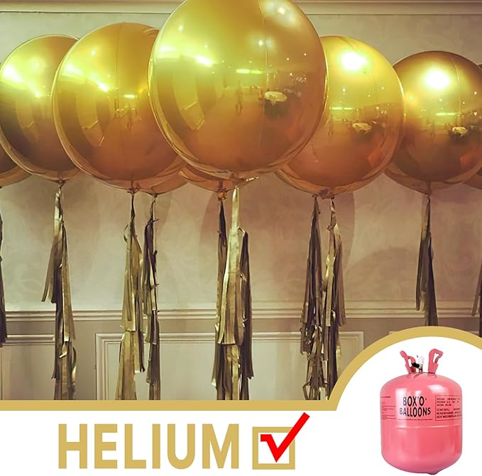 PartyWoo Metallic Gold Foil Balloons 3pcs 50 Inch Large Round Foil Big Giant 4D Jumbo Inflatable Mirror Ball Mylar Balloons for Graduation Birthday Baby Shower Anniversary Tea Party Decorations