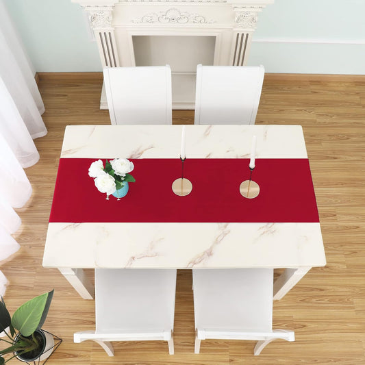 DUALIFE Red Table Runner 14 x 108 inch Divine for Valentines Day Mother's Day Wedding Holiday Dining, Natural Fabric Handcrafted Dresser Scarf Banquet Catering Services Event 1 Piece