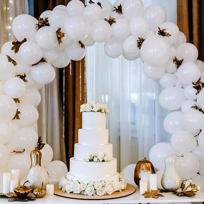 RUBFAC 120pcs Balloons for Birthday Baby Shower Graduation Anniversary Wedding Party Supplies Garland Arch Decoration,5 Inches,White