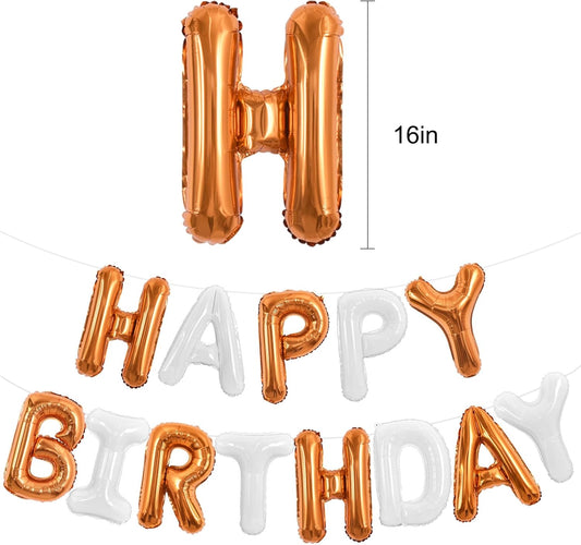 TONIFUL Happy Birthday Balloons Banner 16 Inch Mylar Foil Letters Birthday Sign Reusable for Girls Boys Kids & Adults Birthday Party Decorations Supplies（Orange White）
