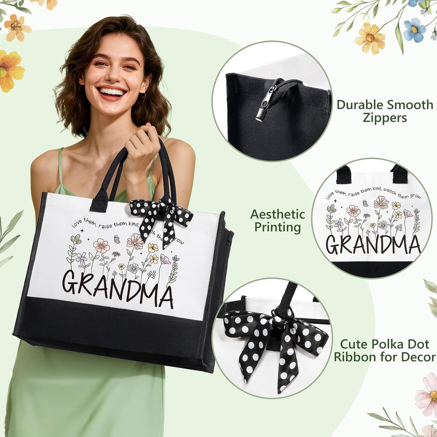 Christmas Gifts for Grandma Nana, Best Grandma Birthday Gifts from Granddaughter Grandchildren Grandkids, Unique Grandmother Nana Birthday Gift Basket for Gigi, New Granny Gift w/Canvas Tote Bag