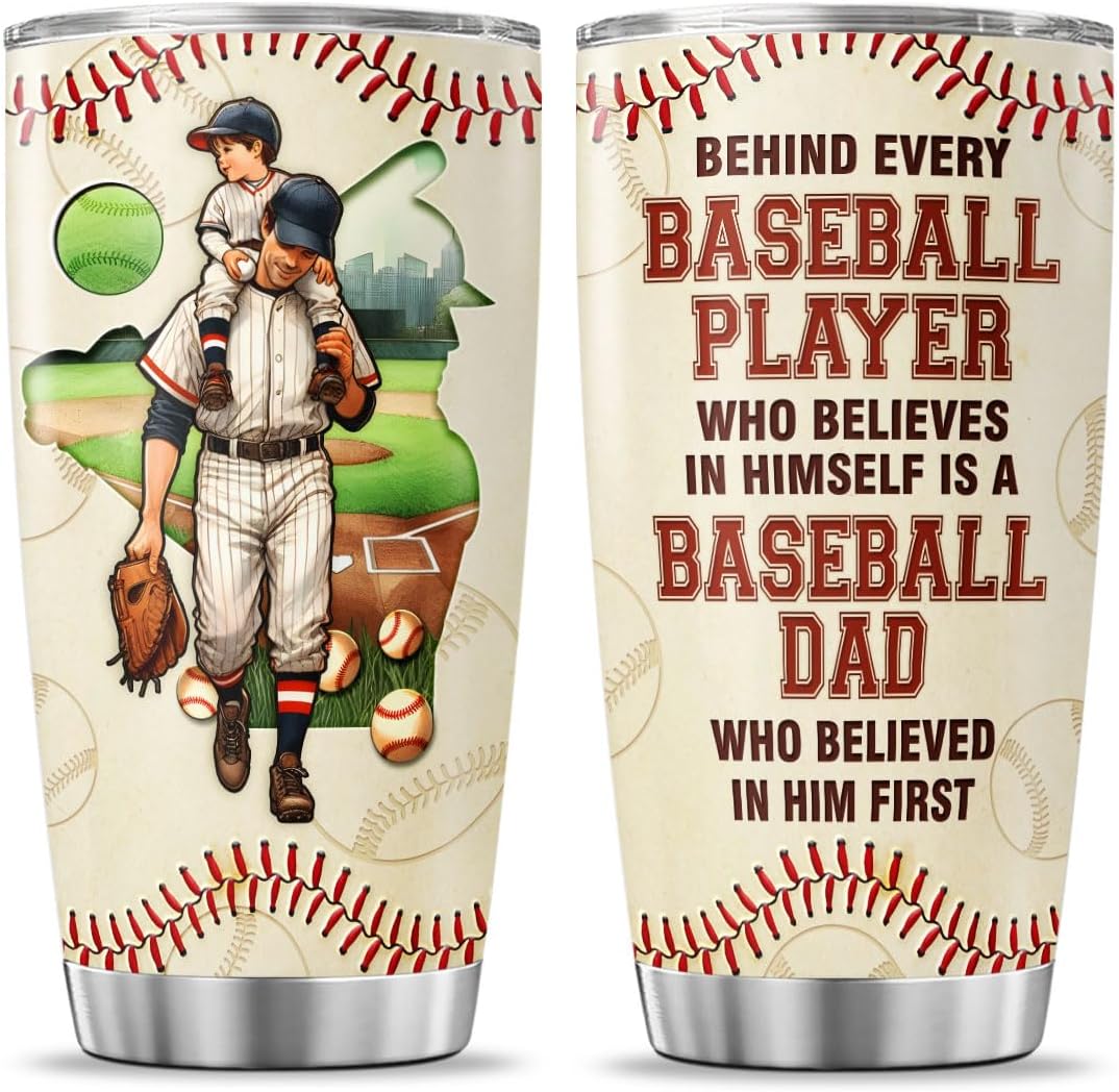 For Cup Fathers Tumblers Day Women Coffee, Tumbler 20 Oz With Lid And Straw, Baseball Gifts, Baseball Player Dad