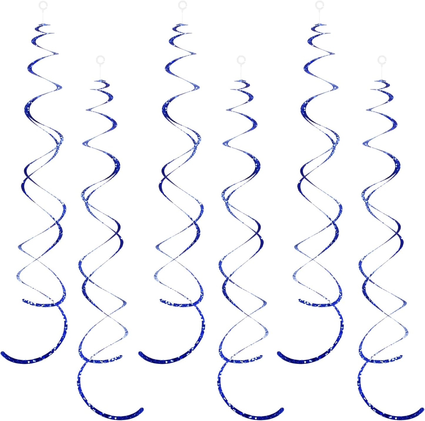 30 Pieces Blue Foil Ceiling Hanging Party Swirl Decorations Plastic Streamers Photo Backdrop for Birthday Graduation Wedding Baby Shower Wedding Bachelorette Galaxy Theme Party Decorations