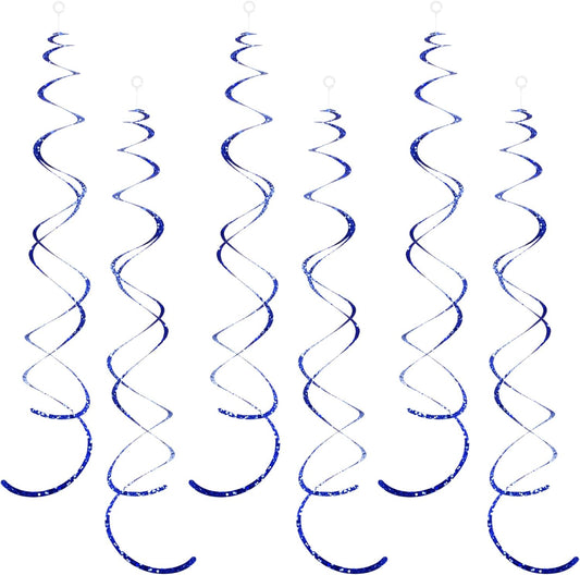 30 Pieces Blue Foil Ceiling Hanging Party Swirl Decorations Plastic Streamers Photo Backdrop for Birthday Graduation Wedding Baby Shower Wedding Bachelorette Galaxy Theme Party Decorations