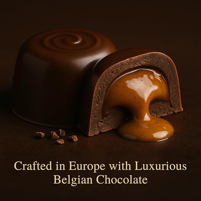 Andy Anand Chocolatier Sugar Free Belgian Chocolate Truffles with 6 Assorted Flavors, Espresso, Hazelnut, Strawberry, Coconut, Cherry, & Orange, Gluten Free Chocolate Gift Box (24 Pcs)