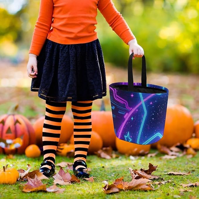 Halloween Candy Bucket - Galaxy Space Trick Or Treat Candy Bag, Gift Bag for Party Favor Supplies