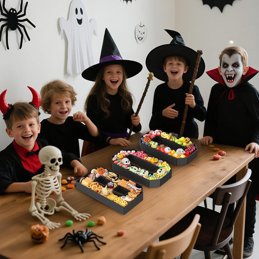 BOO Cardboard Letters for Halloween Party Decorations, 13.7 Inch Charcuterie Letters Fillable Black Paper Mache Letter Trays for Chocolate Candy Food Display Letter Box for Halloween Party Decorations