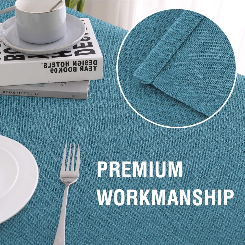 H.VERSAILTEX Linen Textured Tablecloth 60 x 120 Waterproof Decorative Table Cloth Spill-Proof Linen Look Cover for Party Table Extra Soft and Thick Fabric Wrinkle Free, Heather Storm Blue