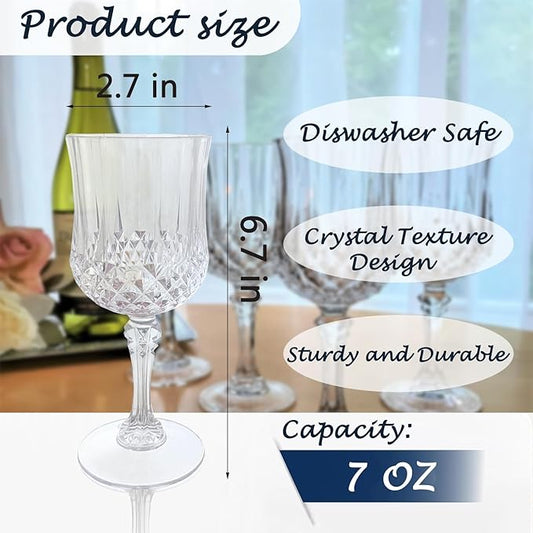 Plastic Wine Glasses, Plastic Goblets Vintage Style Cordial Unbreakable Drinking Glasses, Reusable Drinkware for Wedding Reception, Grand Event Party Supplies, Easter(48, Transparent)