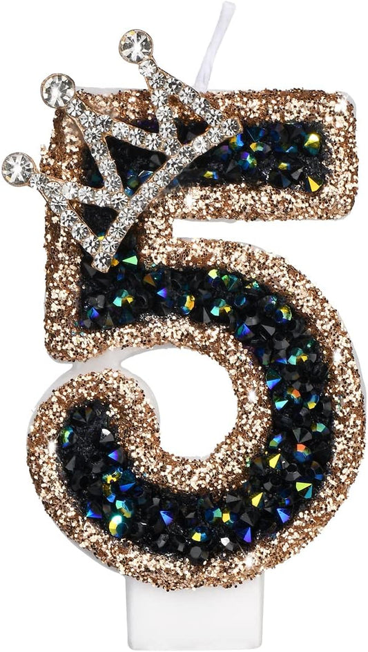 Saododku Birthday Candles for Cake, 0123456789 Number Candles for Birthday Cakes with Sparklers, 3.15" Large Cake Candles for Baby Girl/Boy Birthday, or Wedding Party Decorations(5#)