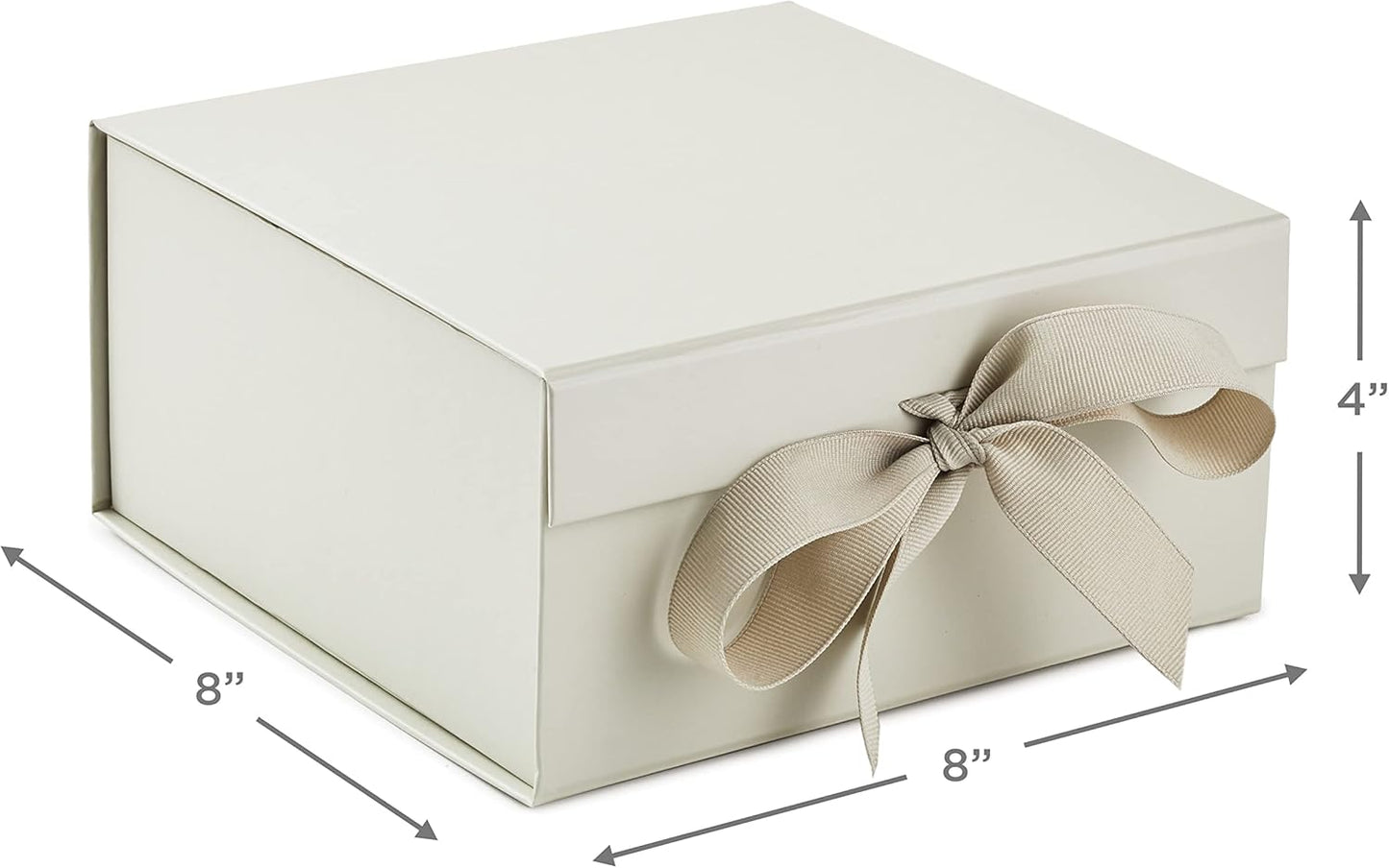 Hallmark Medium Gift Boxes with Bow and Shredded Paper Fill, Pack of 2 (Antique White 8 inch Box) for Weddings, Bridal Showers, Graduations, Birthdays, Bridesmaids Gifts, All Occasion