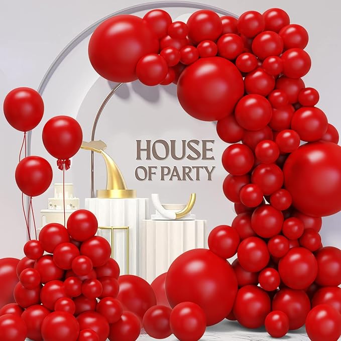 Red Balloons Arch Kit,130pcs Red Balloons Garland,Different Sizes Latex Balloons for Birthday Party Graduation Baby Shower Wedding Balloon Decoration