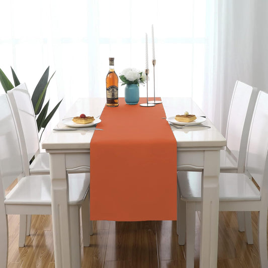 DUALIFE 2 PCS Fall Rust Cloth Table Runner for Wedding Rustic Wedding Party Bridal Shower Decorations Birthday Party Burnt Ochre Orange 14X108