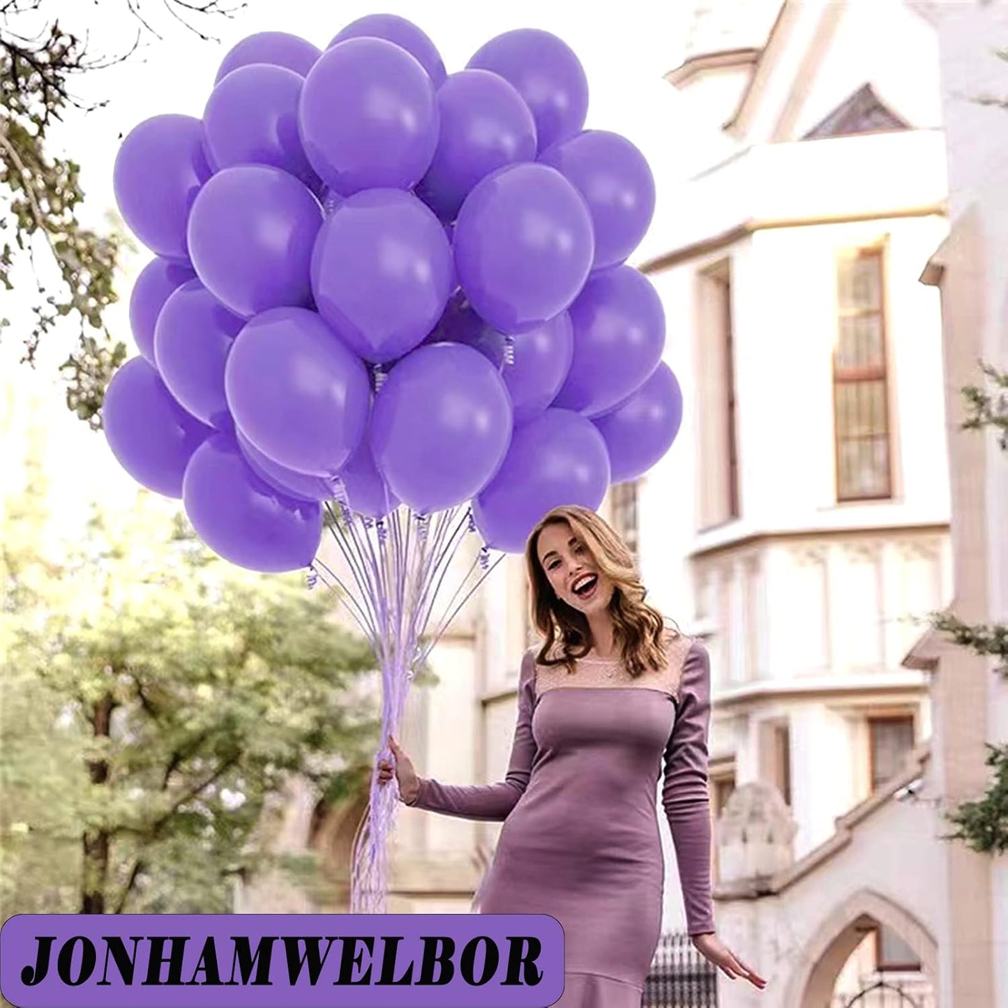Jonhamwelbor Lavender Purple Matte Latex Balloons 12 Inches 100 Pack Light Violet Wedding Baby Shower Party Decorations Girl