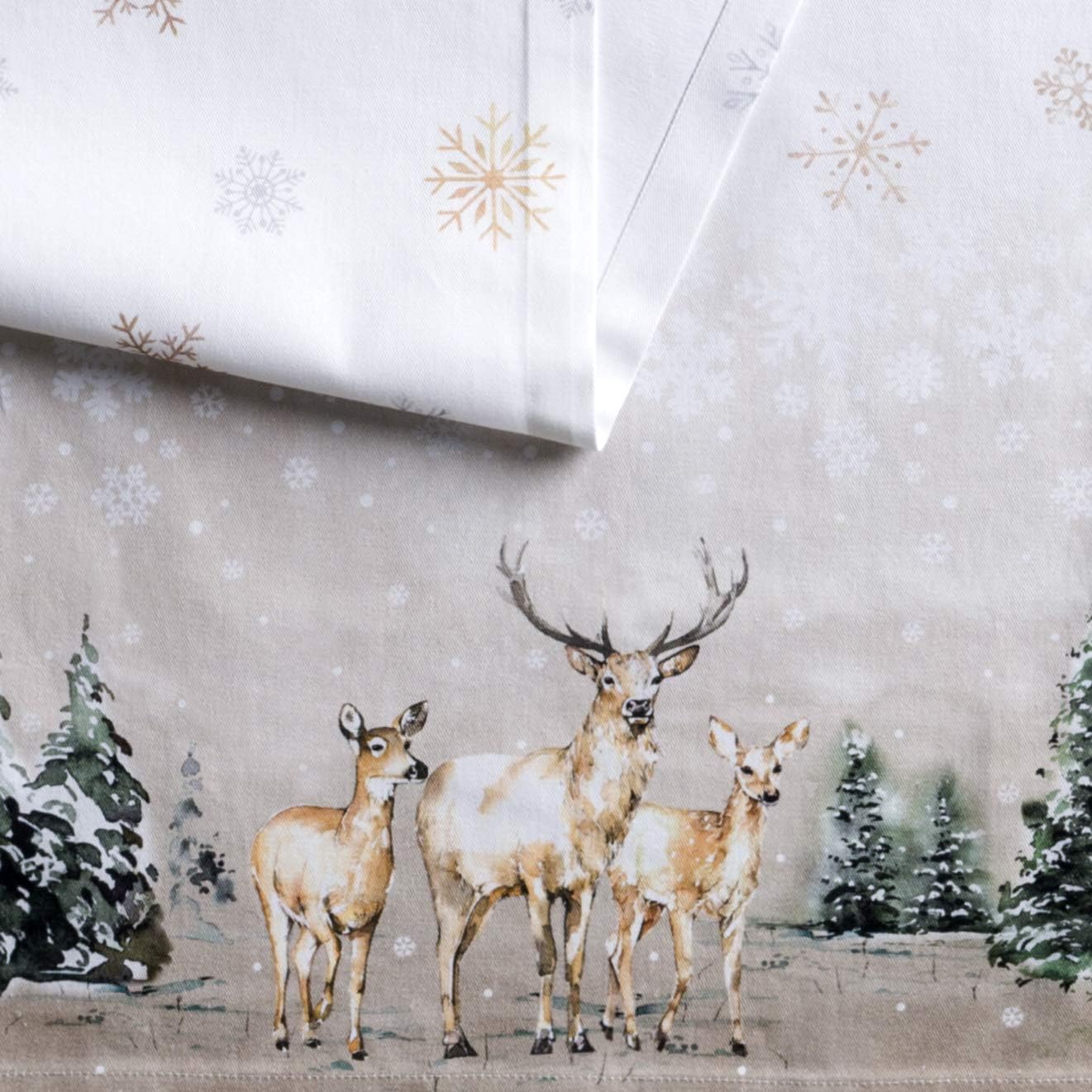 Maison d' Hermine Table Runner 100% Cotton Single Layer Table Runners 60 inches Long for Thanksgiving Christmas Decorations Home Kitchen Dining Party Wedding (Deer in The Woods, 14.5" x 60")