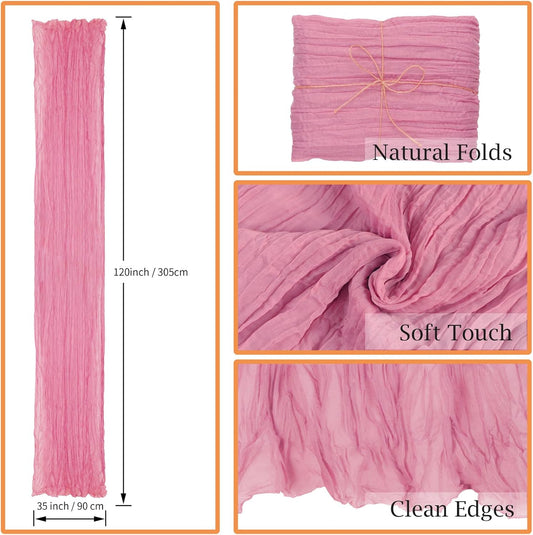 combocube 12 Pack 35x120 Inch 10Ft Cheesecloth Long Table Runner Gauze Rustic Romantic Table Cloth for Wedding Reception Bridal Shower Holiday Birthday Party Table Decorations, Dusty Rose