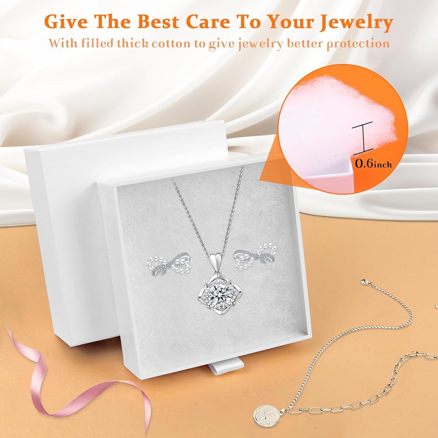 Jewelry Boxes, 5 Pack 3.5×3.5x1 Inch Small Jewelry Gift Box Bulk, Cardboard Jewelry Gift Necklace Ring Earring Boxes (White)
