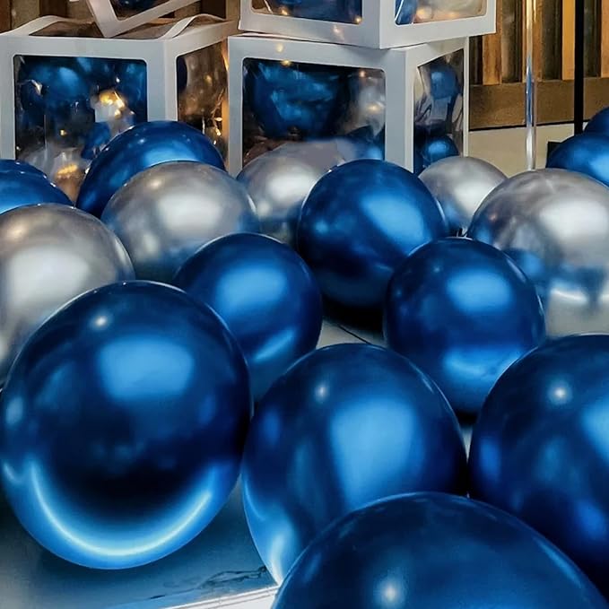 90pack Metcllic Blue Balloons Different Size 18/12/10/5 Inch Metcllic Blue Balloon Garland Arch Kit for Graduation, Wedding, Birthday, Valentine's Day Party Decorations