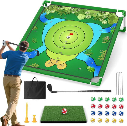 Golf Chipping Game, Play Portable Sticky Golf Target Practice Game Set, Fun Indoor & Outdoor Family Yard Game for Backyard, Beach, Parties, Office (Golf Chipping Game Set)
