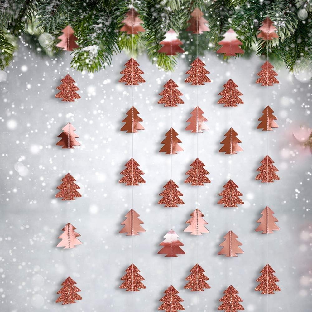Sparkly Paper Christmas Tree Garland Kit for Home Party Decoration (Rose Gold)