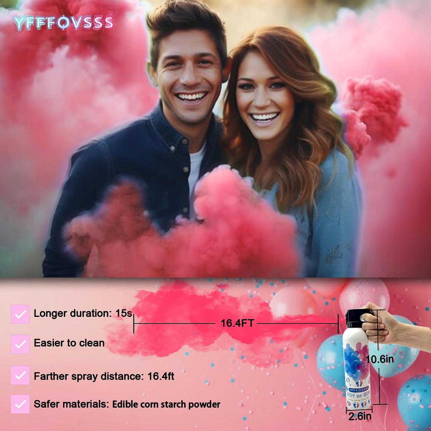 Gender Reveal Fire Extinguisher-2 Packs Pink Gender Reveal Smoke Spray Set for Baby Girl-Biodegradable Party Supplies Ideas & Decorations for Baby Shower (Pink Large)
