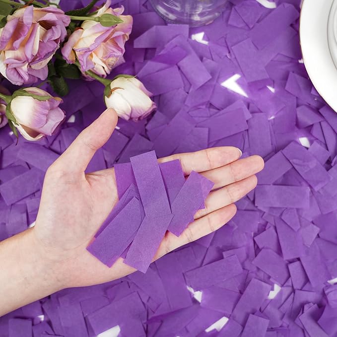 1.2LBS Confetti, Purple Biodegradable Confetti - Rectangular Fluttering Tissue Paper Confetti for Cannon and Launcher use – Parties, Concerts and Weddings for Events