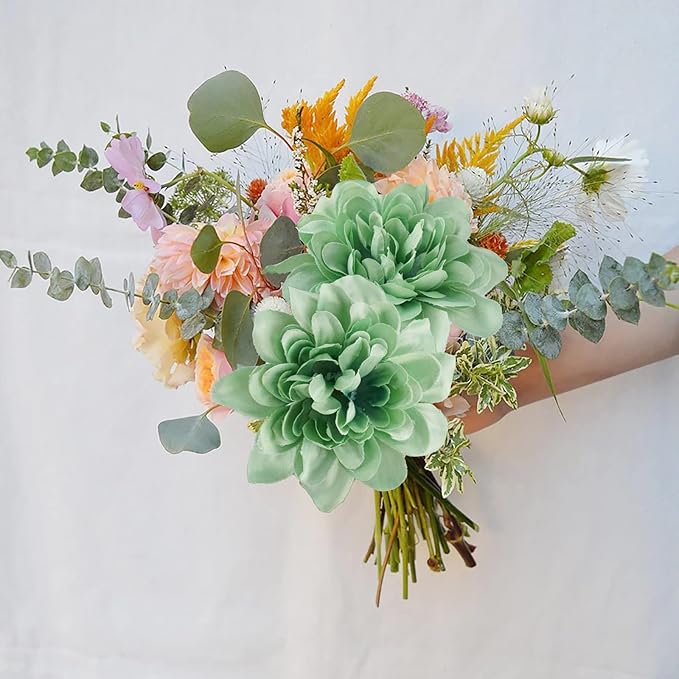 Uieke 6PCS Chrysanthemum Flowers Artificial Daisy Mums Flowers with Stem for Home Party Wedding Bouquet Spring Summer Table Centerpieces Decor (Teal Turquoise)