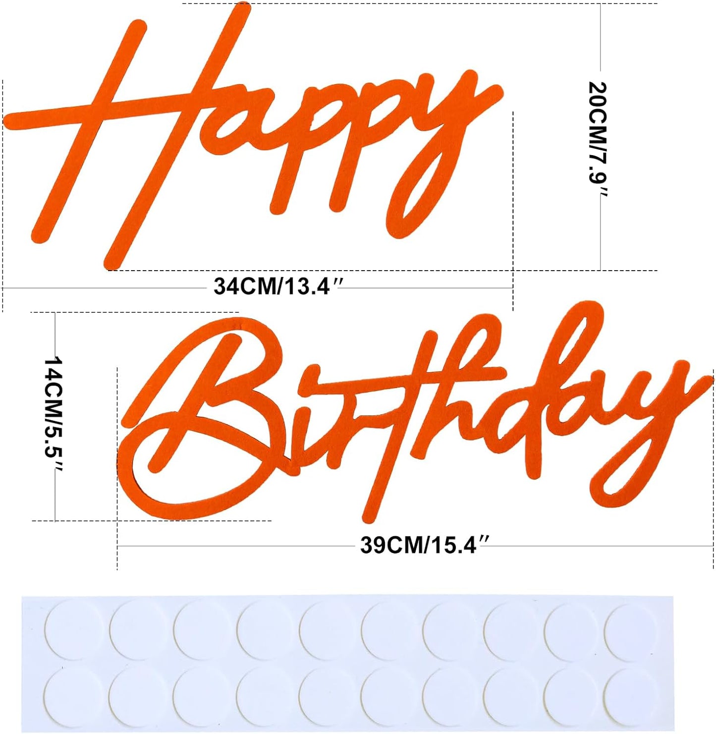 Orange Happy Birthday Sign for Backdrop - Felt Happy Birthday Letters for Balloon Arch Party Wall Decor Large Signs for Boys Girls Women Party Baby Shower Decorations