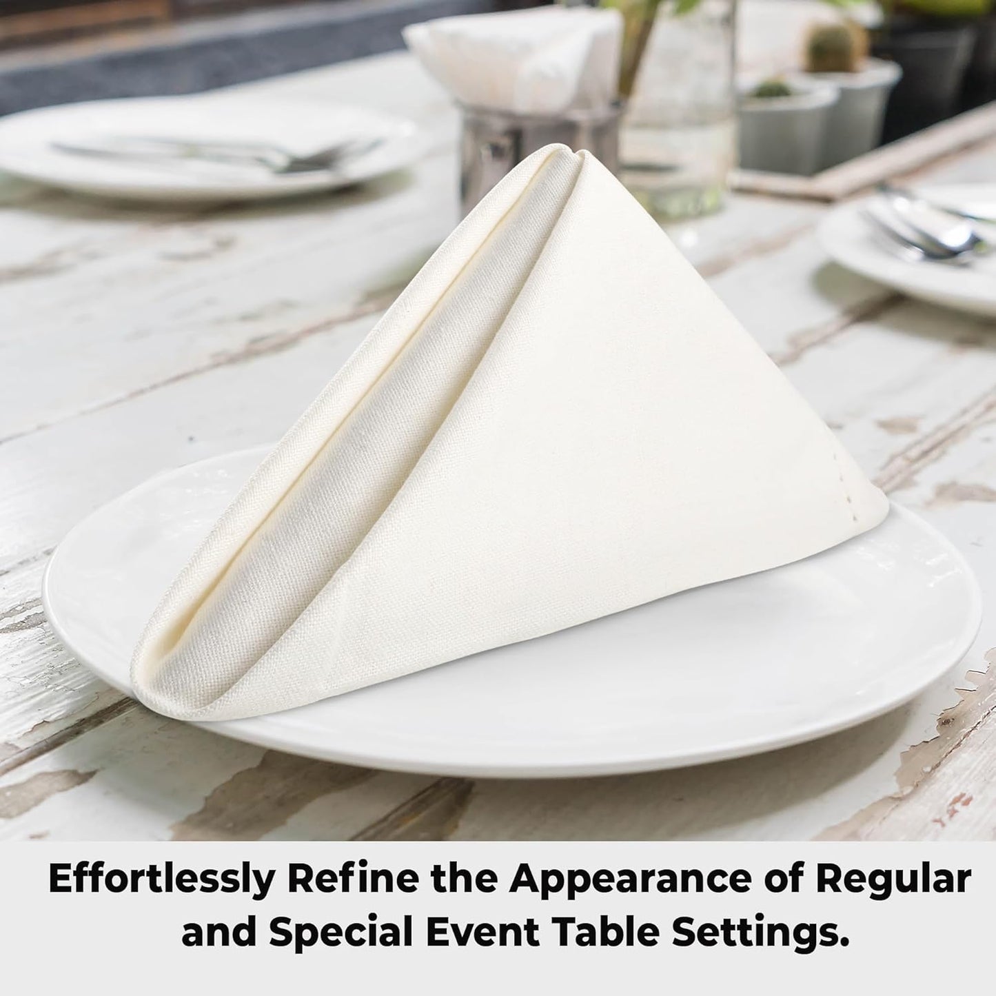Urban Villa Fall Cloth Napkins Hemstitch Solid Ivory 100% Cotton Absorbent Dinner Napkins (Set of 12) 20x20 Inches Soft Durable Washable Reusable Ideal for Everyday Use Wedding Parties Cloth Napkins