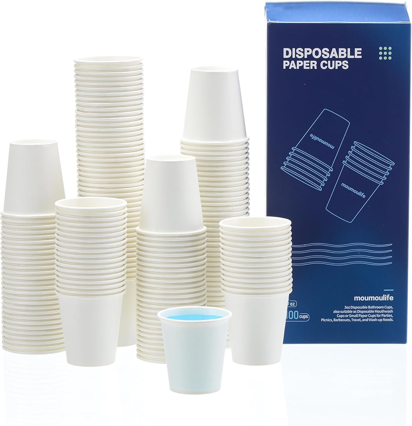 1000 Count 3 oz Disposable Bathroom Paper Cups, Small White Mouthwash Cups, Great for Parties, Bathroom Use, Picnics and Travel