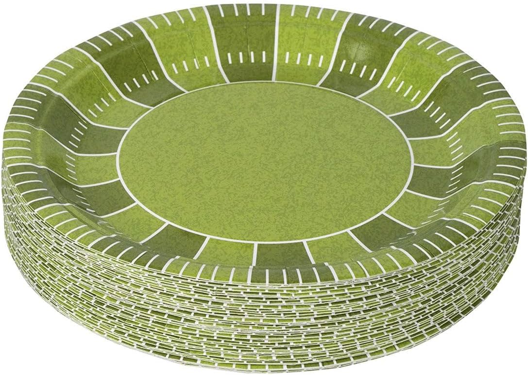 Hammont Football Themed Party Decorations - Pack of 7 & 9" Round Paper Plates, 9oz Cups, 24 Napkins, Tablecloth - Disposable Football Supplies - Birthday (7" Plates)