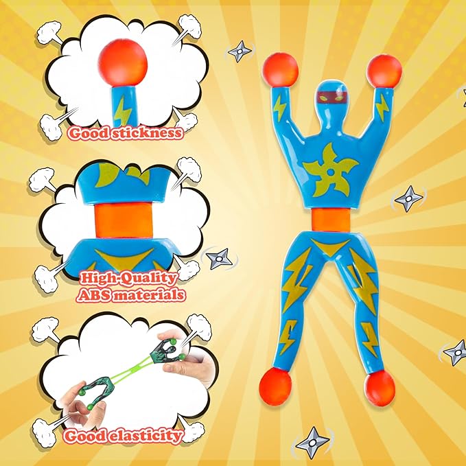 32Pack Sticky Wall Climbing Men Ninja Toy Set, Valentines Day Gifts Cards for Kids Students Classroom Exchange Prize, Valentine's Party Favors for Boys Girls, Valentine's Greeting Cards