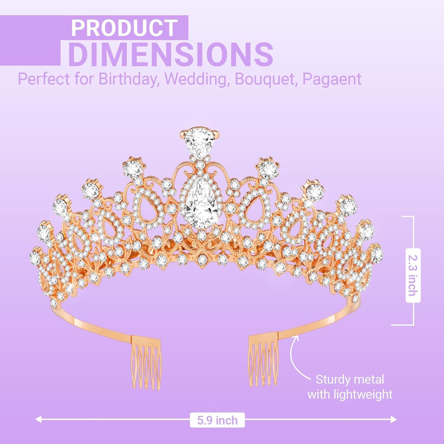 Tiara Crown for Women, Queen Tiara for Birthday Prom Bridal Party Custome Rose