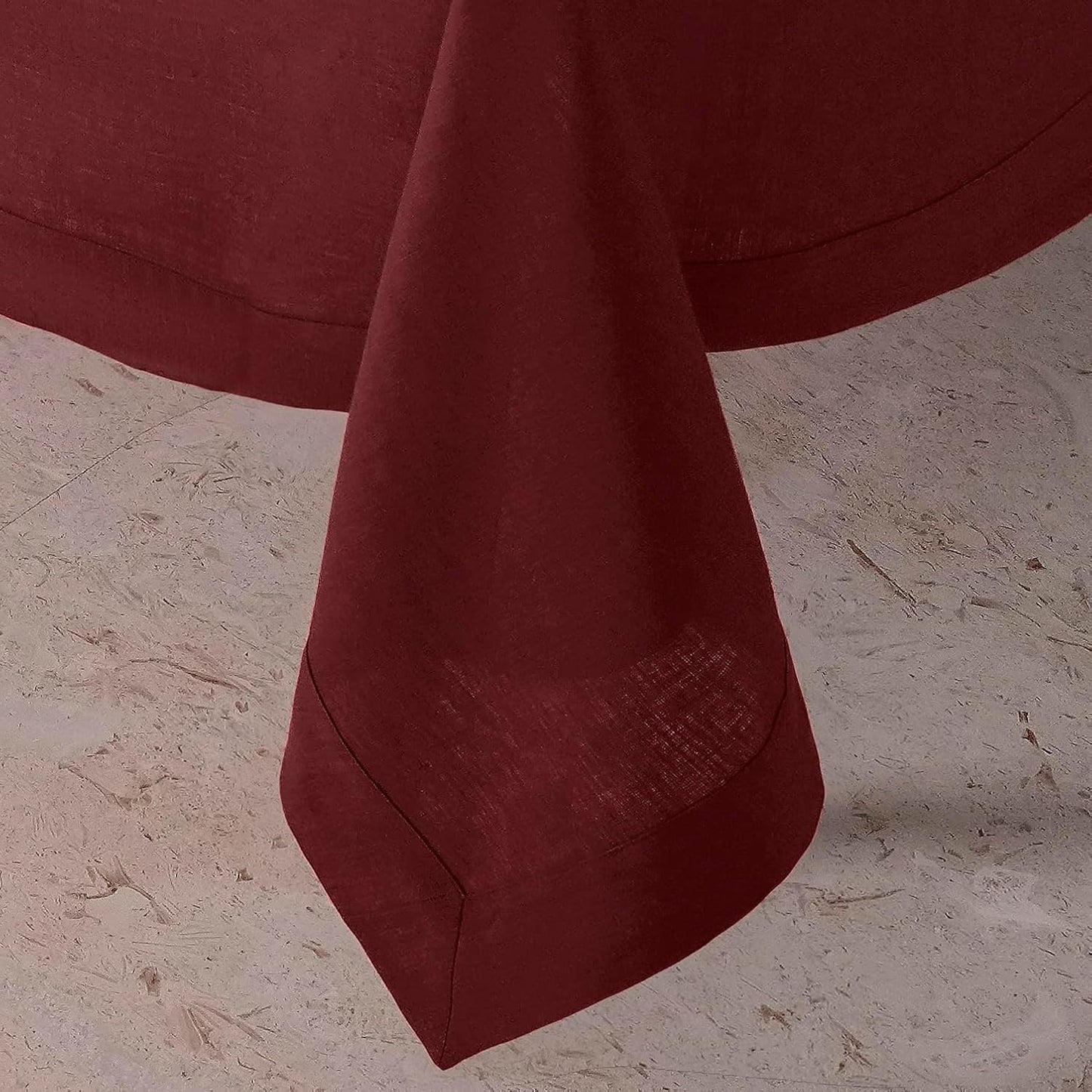 D'Moksha Homes Linen Tablecloth 60 x 108 Inch - 100% Pure Linen Dark Red Tablecloth for Rectangle Tables - Machine Washable Table Cloth for Fall, Autumn and Halloween